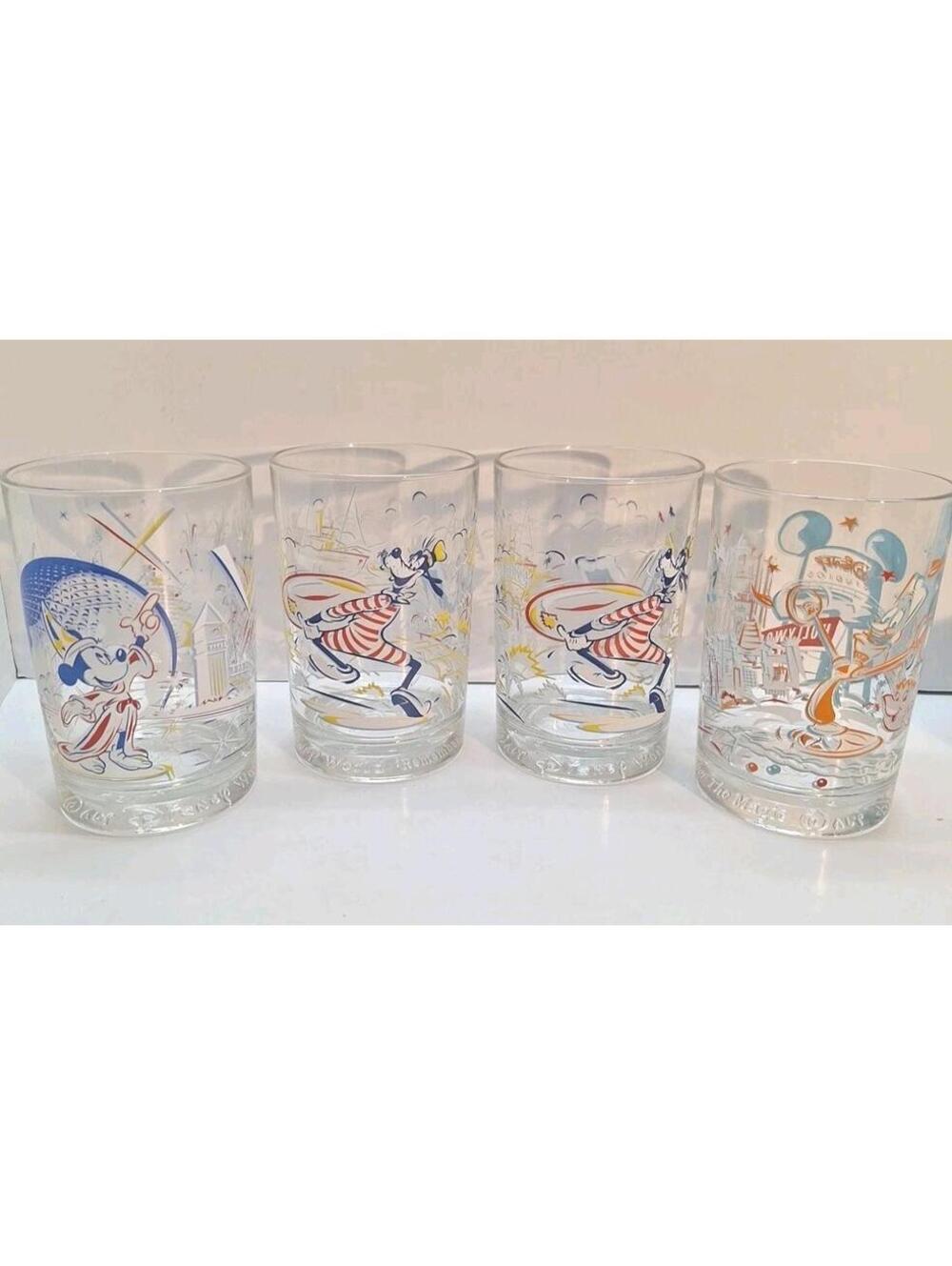 Lot  4 McDonald's Walt Disney World Remember The Magic 25th Anniversary Glasses